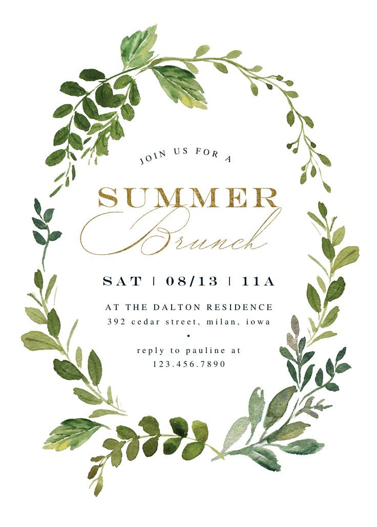 Green wreath - potluck invitation